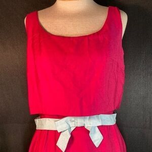50’s vintage hot pink dress with light blue accents. Homemade silk(?) s/m.